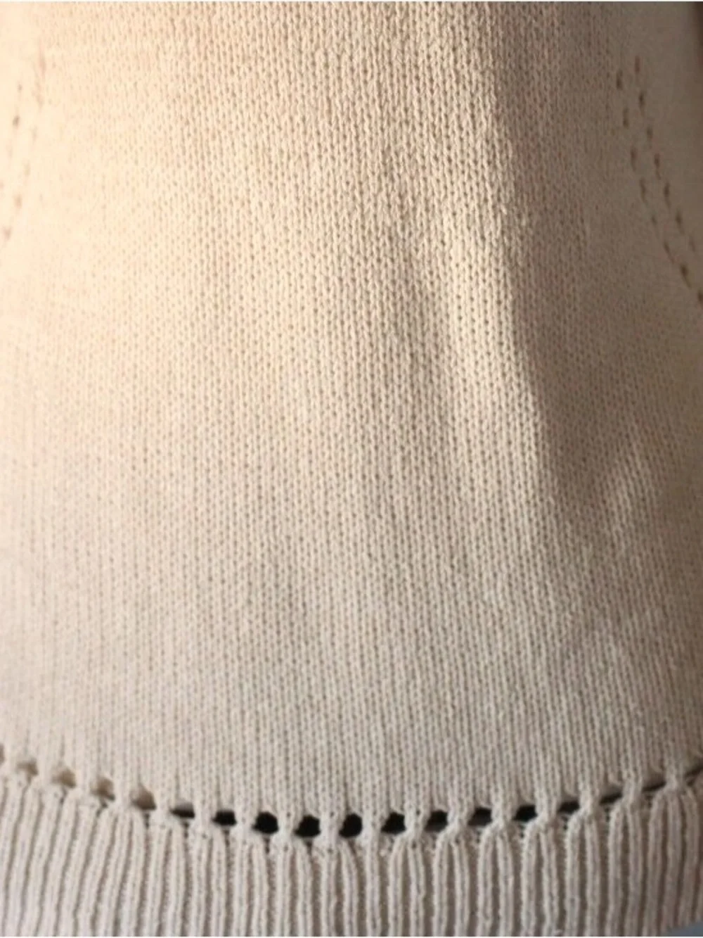 J. Crew Cream Openwork Knit Crewneck Sweater